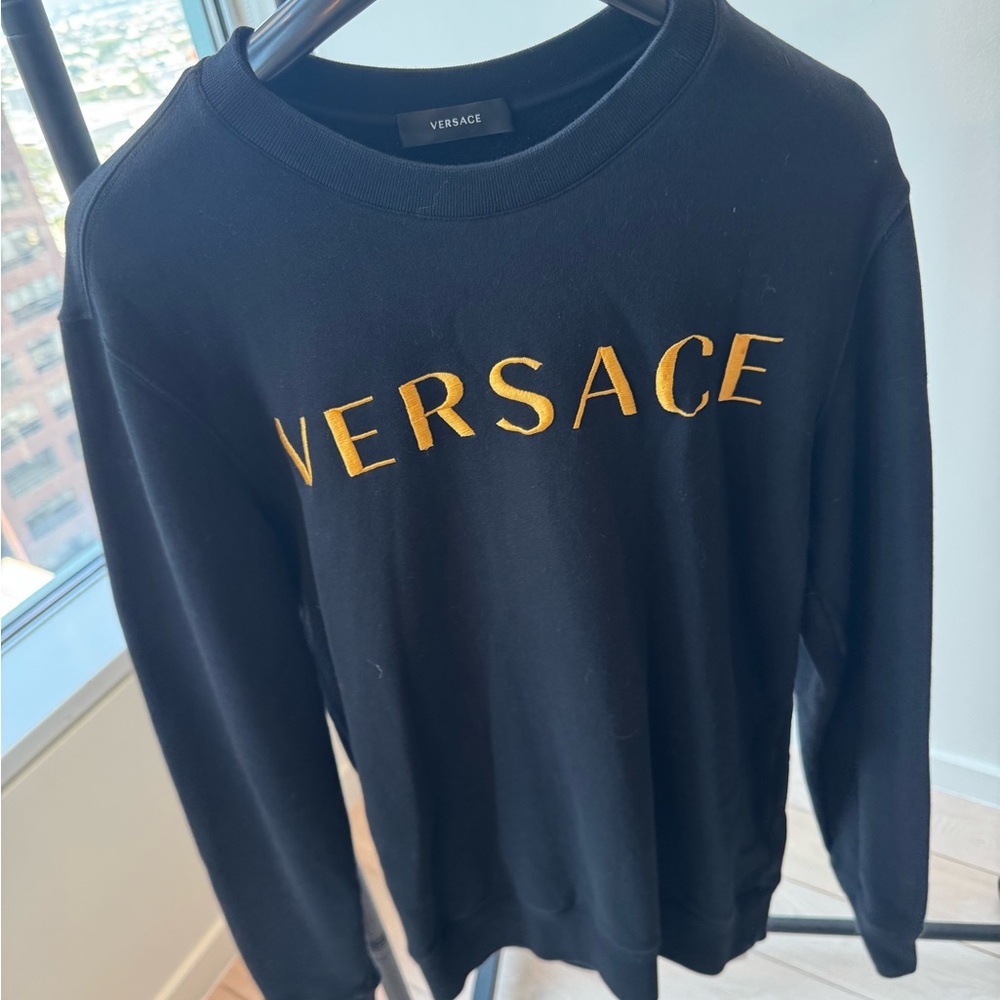 Versace Black Crewneck with Gold Lettering